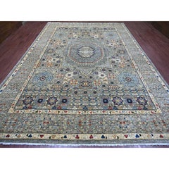 10'x13'9" Cloud Gray 14th Century Mamluk Dynasty Pattern Hand Knotted Wool Rug