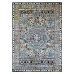 10'x13'9" Cloud Gray 14th Century Mamluk Dynasty Pattern Hand Knotted Wool Rug