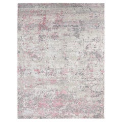 10
x13
9" Eggshell White, Modern Abstract Design, Wool And Silk Hand Knotted Rug