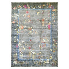 10'x13'9" Gray Chinese Art Deco Inspired Peshawar Hand Knotted Wool Oriental Rug