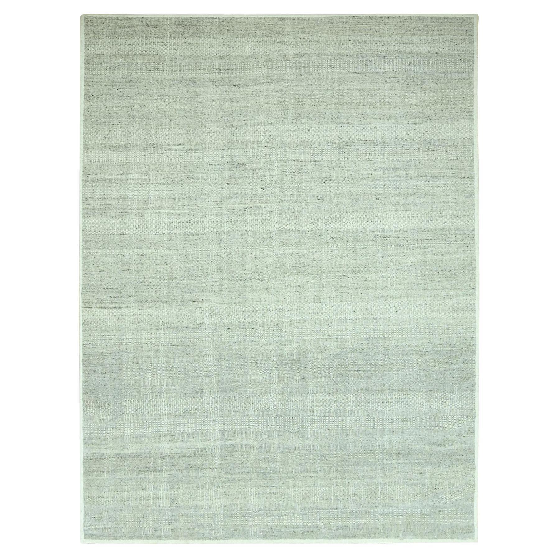 10
x13
9" Gray Oxidized and Distressed Grass Design Hand Knotted Pure Wool Rug