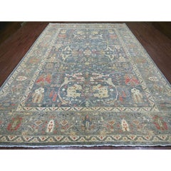 Alfombra Oriental de Lana Anudada a Mano de 10'x13'9" Gris Peshawar con Diseño Bijar Garus