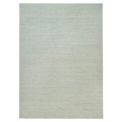 10'x13'9" Ivory Plain Decor Modern Box Design Loomed Knotted Wool Oriental Rug