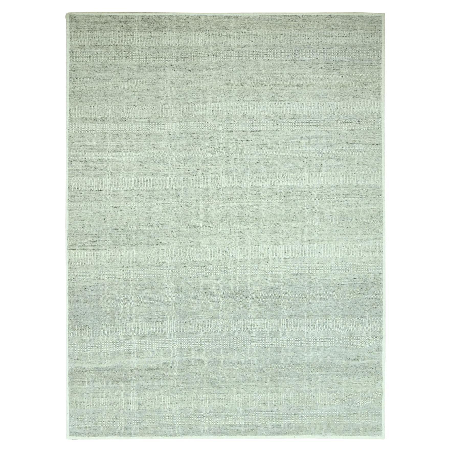 Tappeto in lana annodato a mano 10'x13'9" grigio MISTI con disegno di erba ossidato e invecchiato