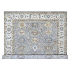 Tappeto Rainer Gray Karajeh Geometric Design Annodato a Mano 100% Lana 10'x13'9"