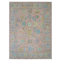 10'x13'9" Rose Pink Oushak Weave and Design Hand Knotted Pure Wool Oriental Rug