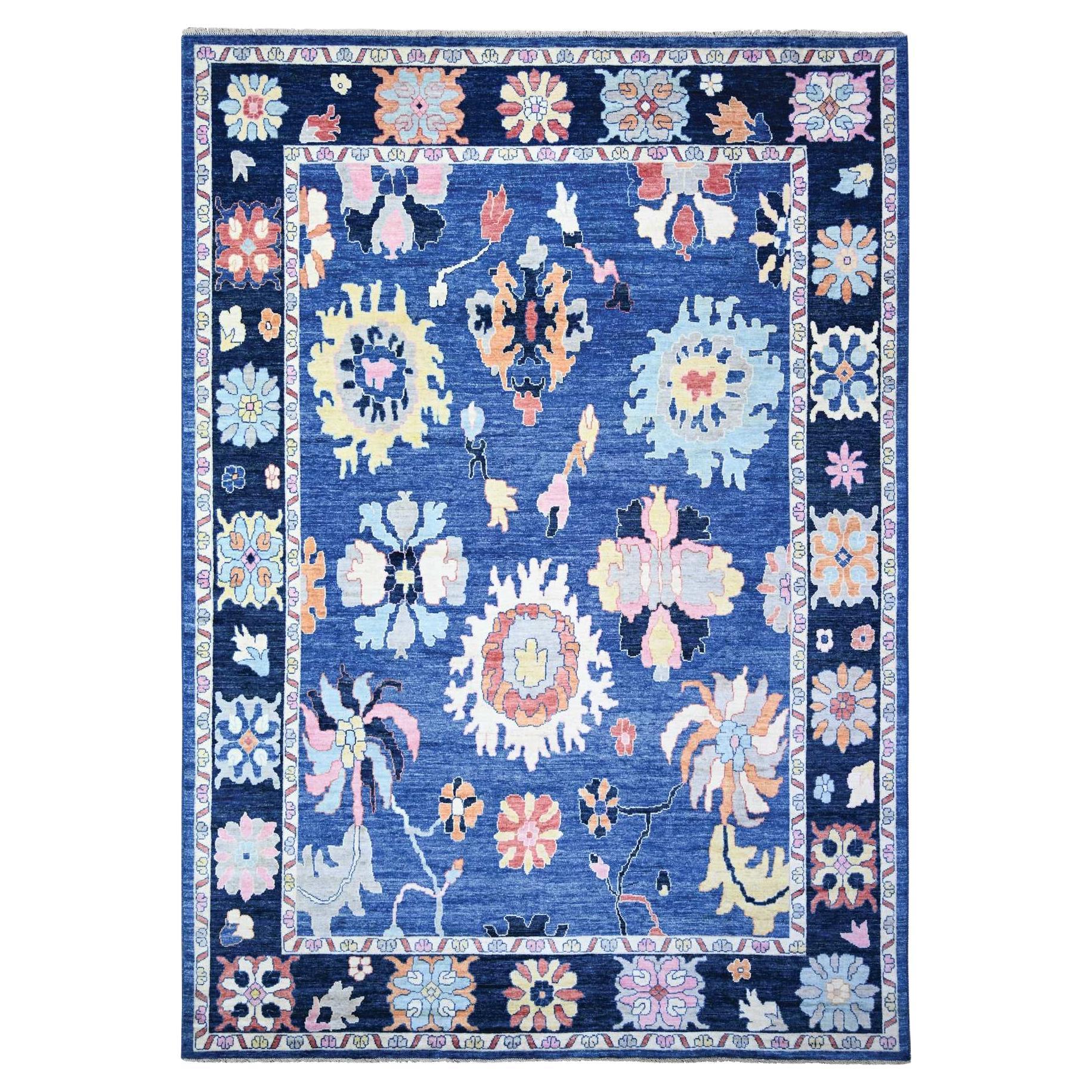 10
x13
9" Sapphire Blue, Hand Knotted Afghan Angora Oushak, Soft Wool Rug