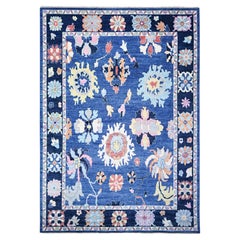 10
x13
9" Bleu saphir, noué à la main Afghan Angora Oushak, tapis en laine douce