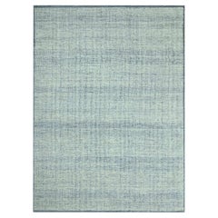 10'x14' Aegean Blue Wool Oxidized and Distressed Grass Design Hand Knotted Rug