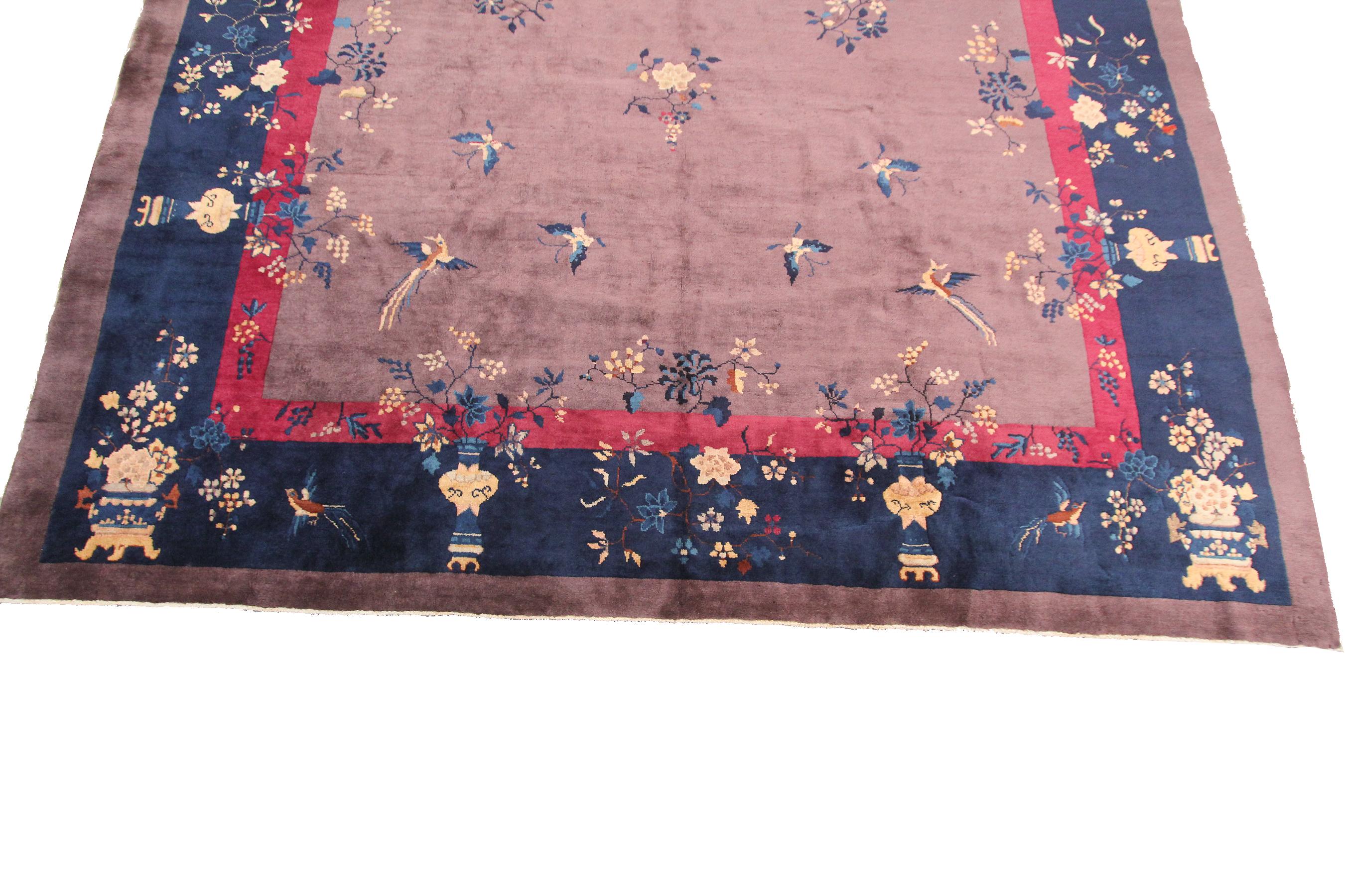 10x14 Antique Art Deco Rug Antique Chinese Rug Antique Walter Nichols Rug 1920 In Good Condition For Sale In New York, NY