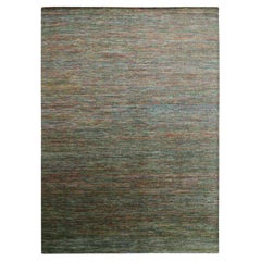 10'x14' Asphalt Black Modern Grass Design Wool and Silk Hand Knotted Rug
