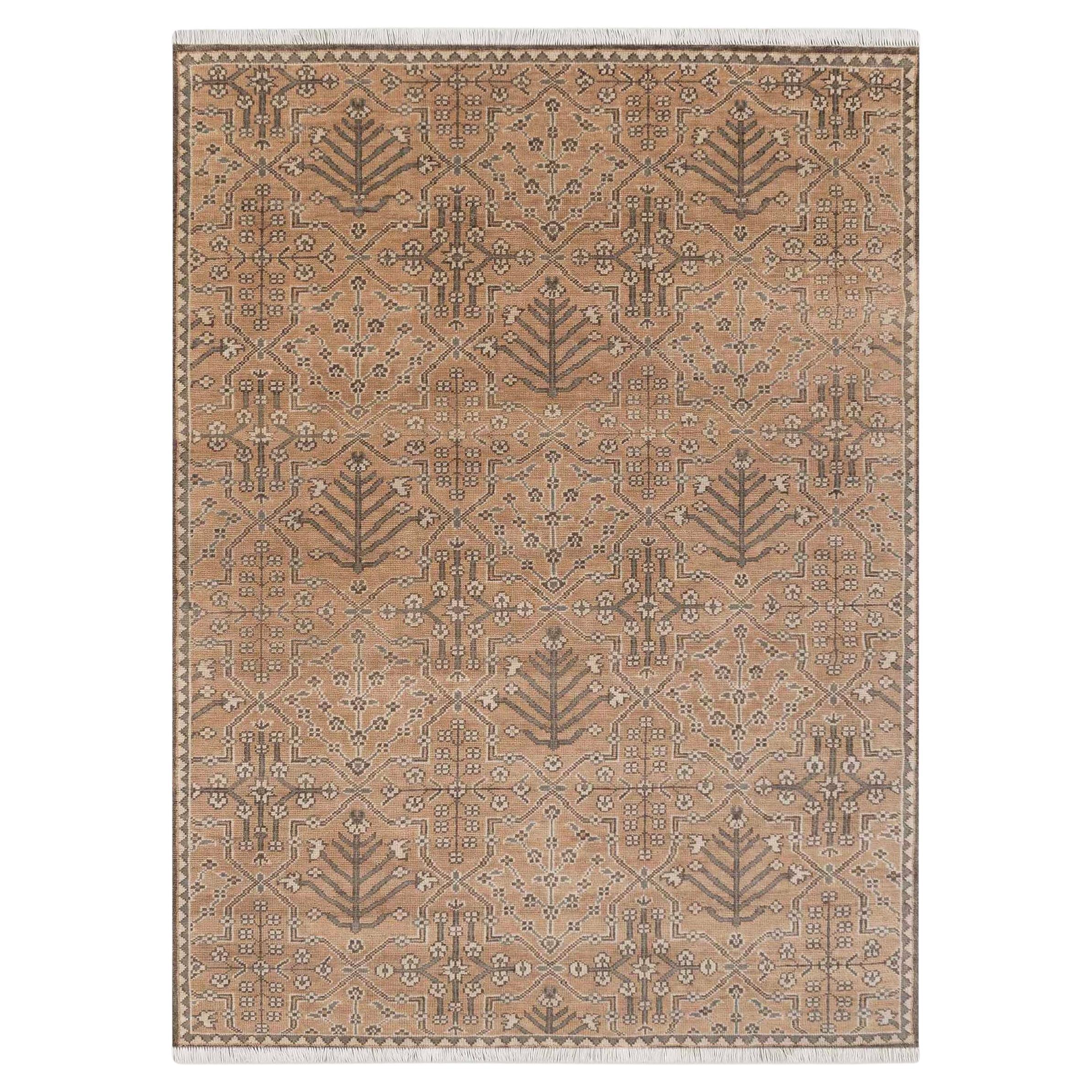 10x14 Beige Grauer Türkischer Oushak Handgeknüpfter Wollteppich ( SE-2 Gold )