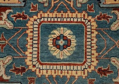 10x14 Beige Red N. Blue Serapi Heriz Hand Knotted Oushak Rug ( G-13217)