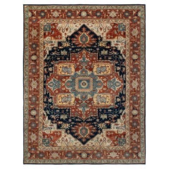 10x14 Beige Red N. Blue Serapi Heriz Hand Knotted Oushak Rug ( G-13217)