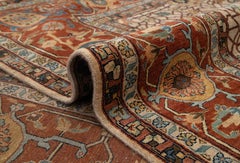 10x14 Beige Red Retro Mahal Hand Knotted Wool Rug ( P-2985)