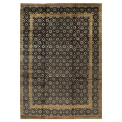 10x14 Bespoke Vibrant Brown Floral Geometric Modern Hand Knotted Wool Rug