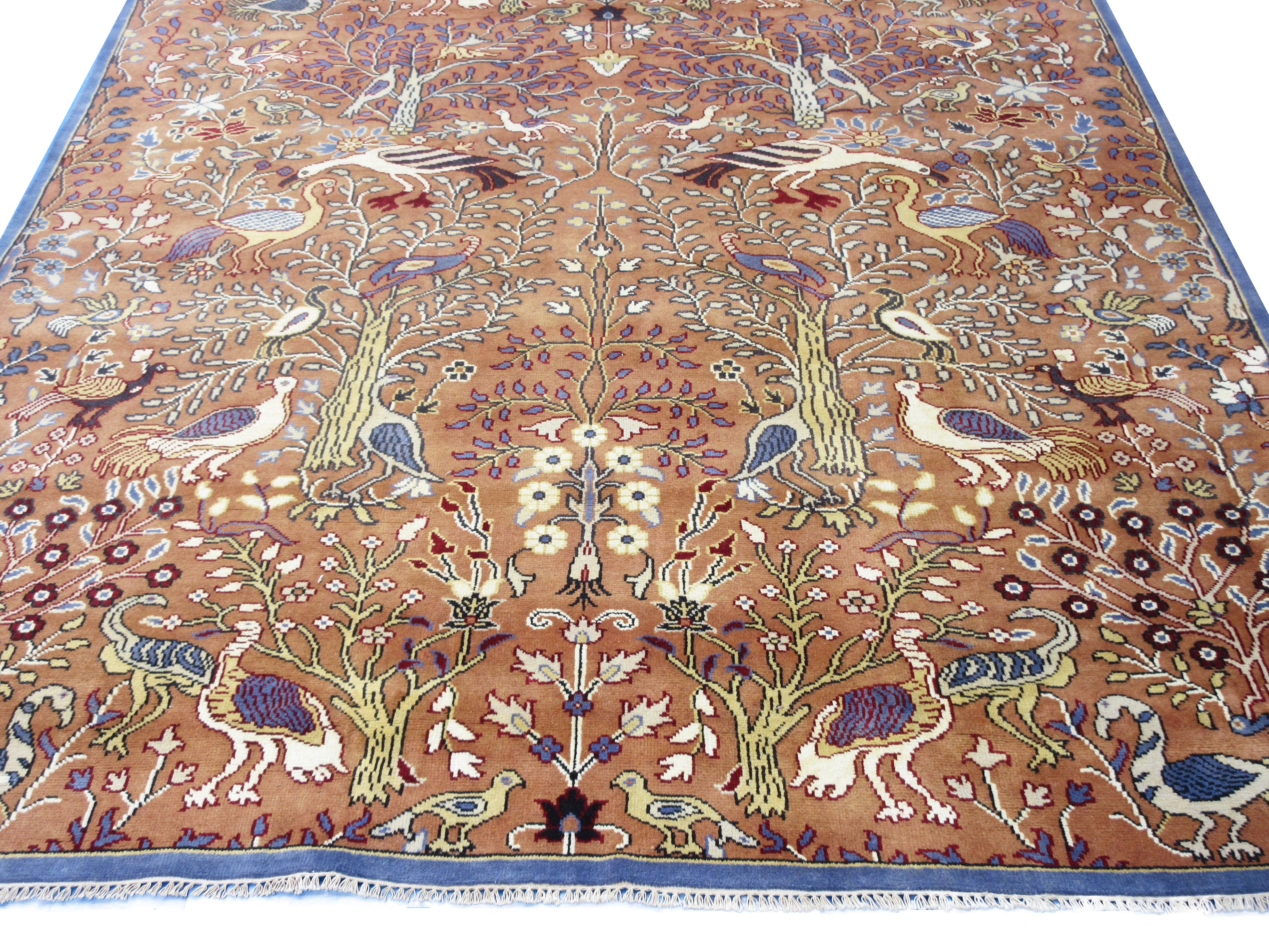 Hand-Knotted Birds Design Rug For Sale