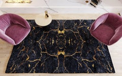 Black and Gold Handmade Wool and Silk Rug from Scarab Collection by Gordian