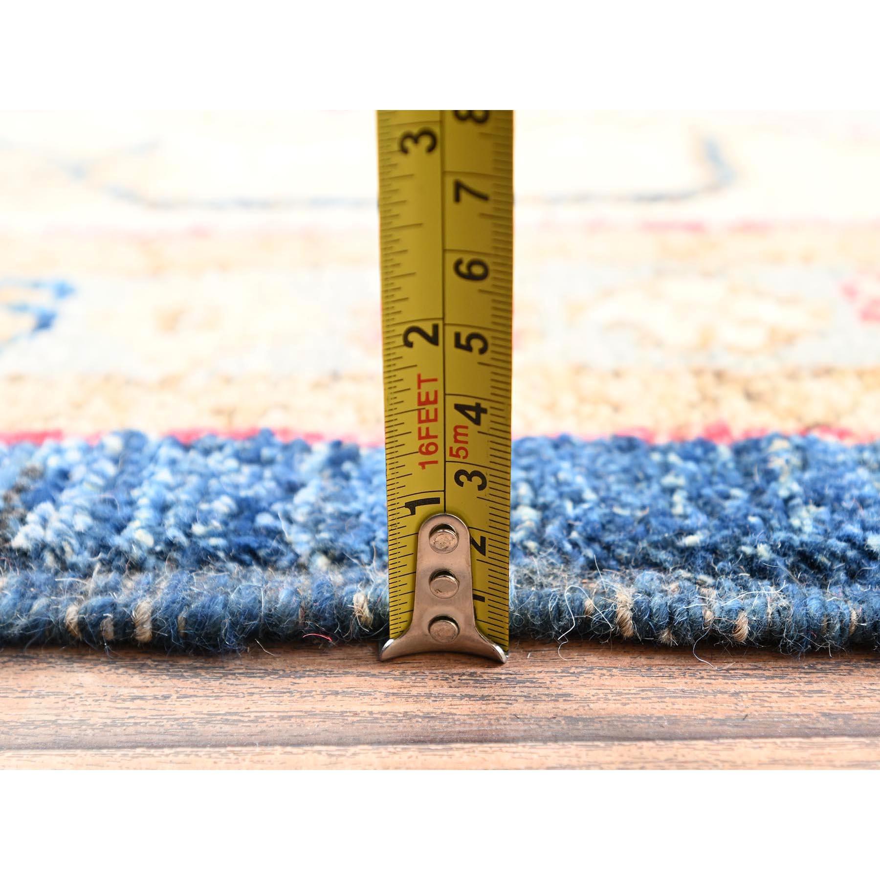 10'x14' Blue Afghan Oushak with Colorful Leaf Design Hand Knotted All Wool Rug For Sale 6