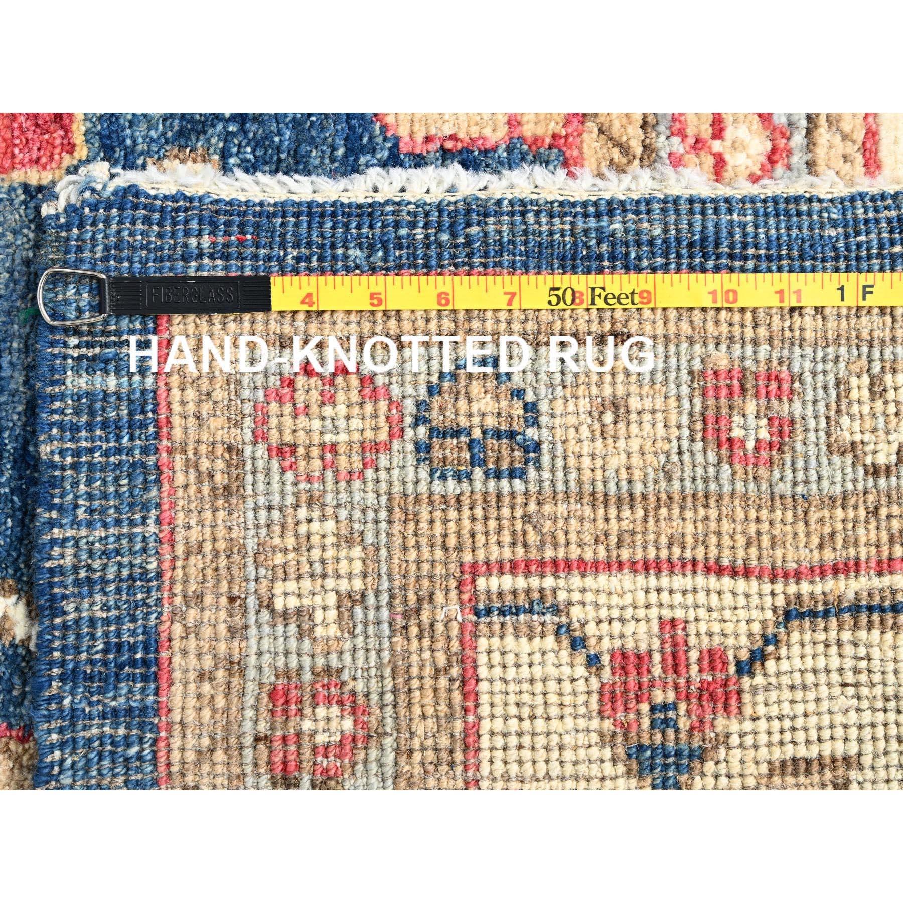 10'x14' Blue Afghan Oushak with Colorful Leaf Design Hand Knotted All Wool Rug For Sale 7