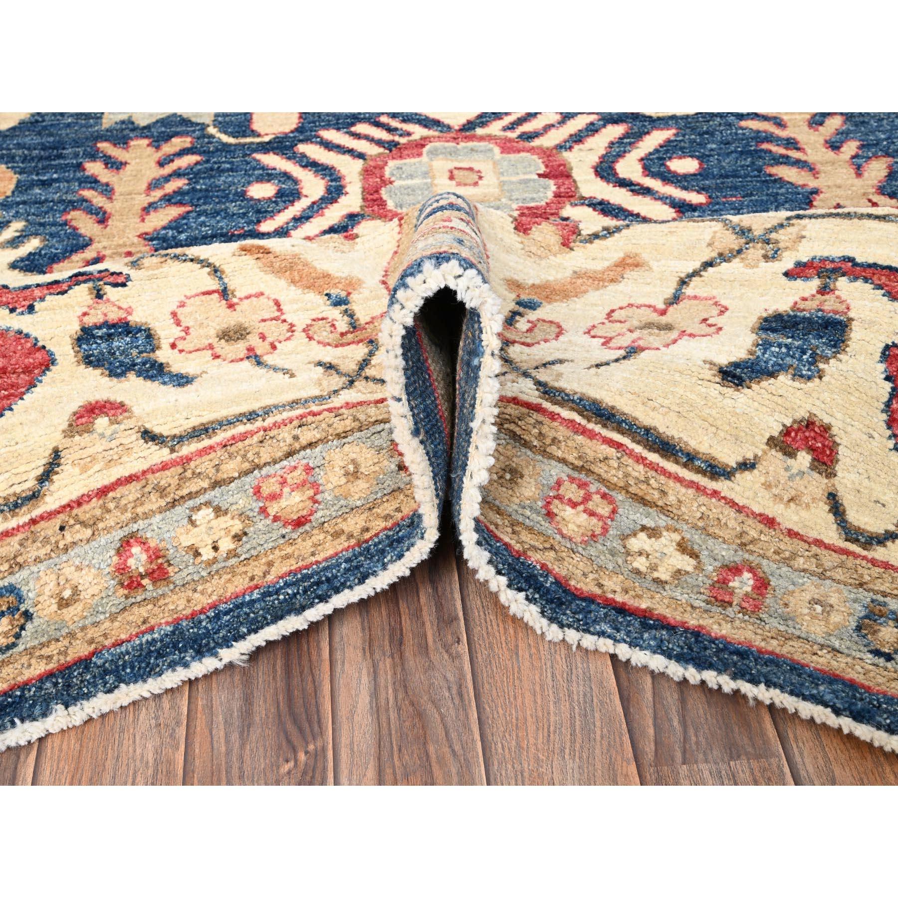10'x14' Blue Afghan Oushak with Colorful Leaf Design Hand Knotted All Wool Rug For Sale 1