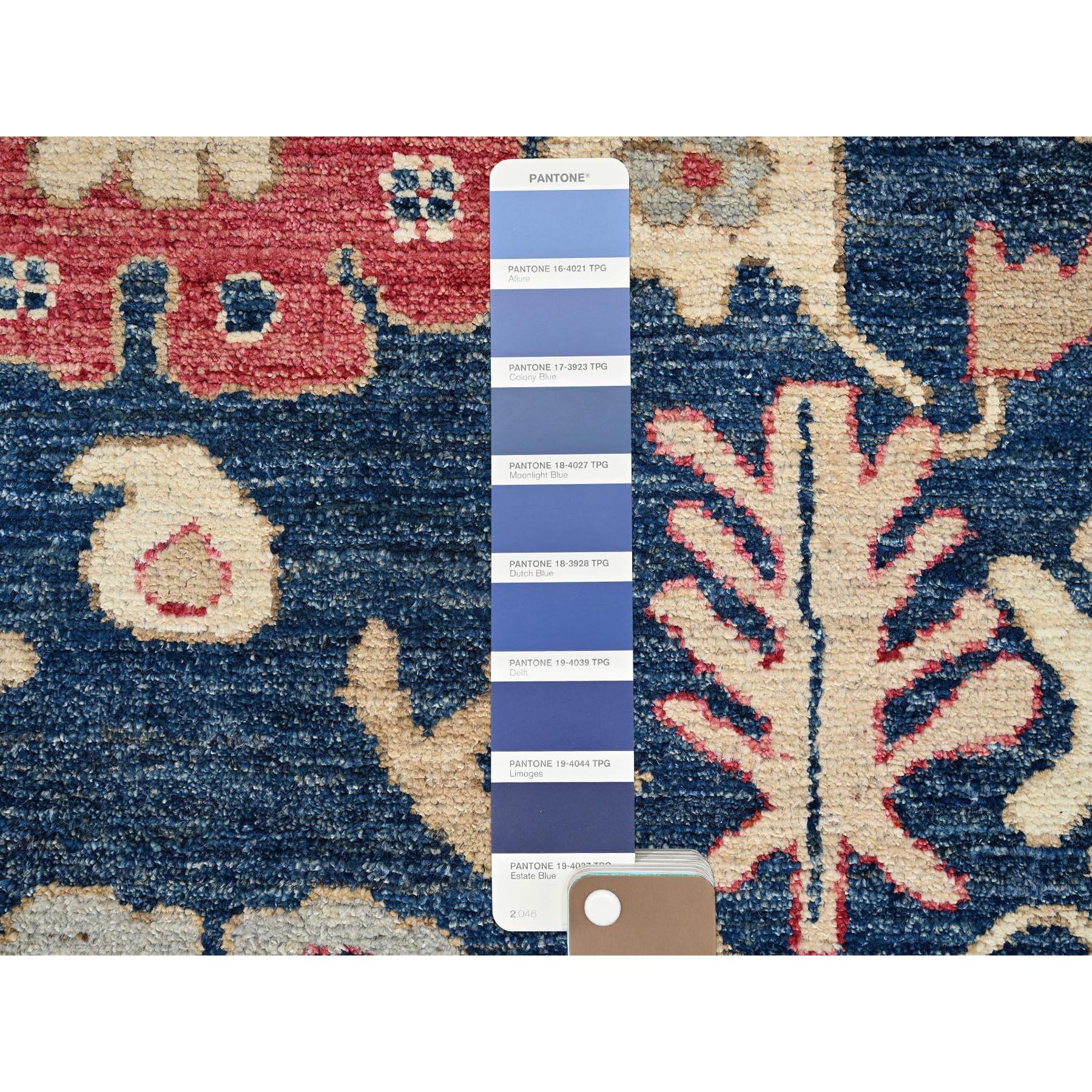 10'x14' Blue Afghan Oushak with Colorful Leaf Design Hand Knotted All Wool Rug For Sale 3