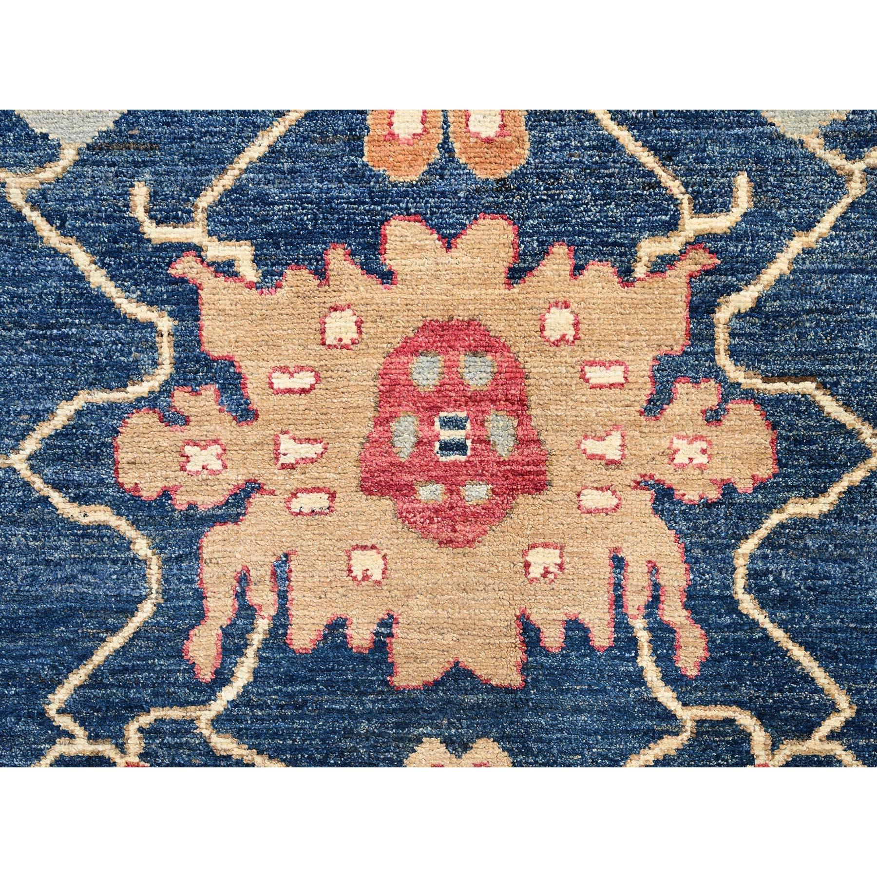 10'x14' Blue Afghan Oushak with Colorful Leaf Design Hand Knotted All Wool Rug For Sale 4