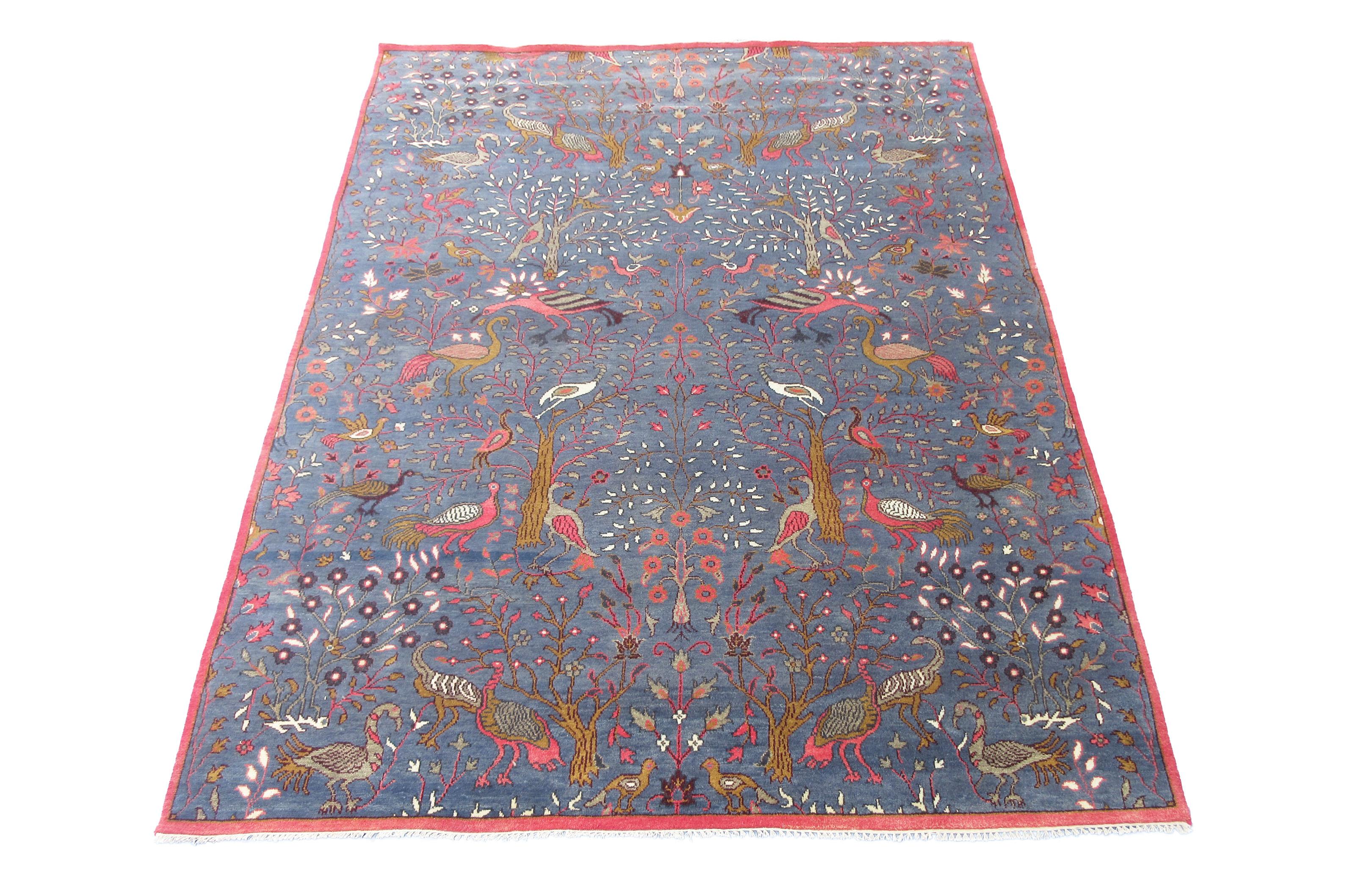 Blauer Vogel Designteppich (Moderne) im Angebot