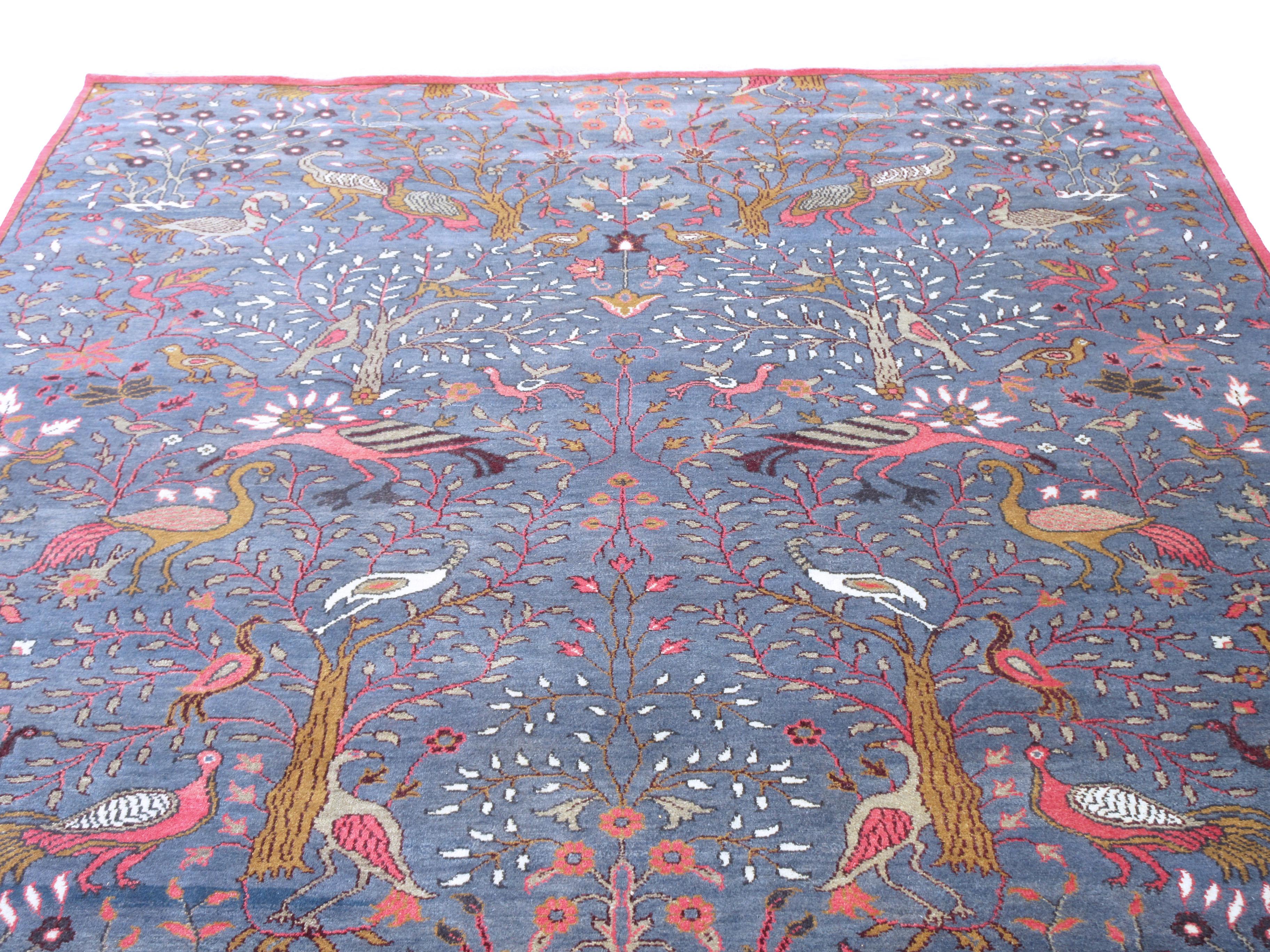 Blauer Vogel Designteppich (Indisch) im Angebot