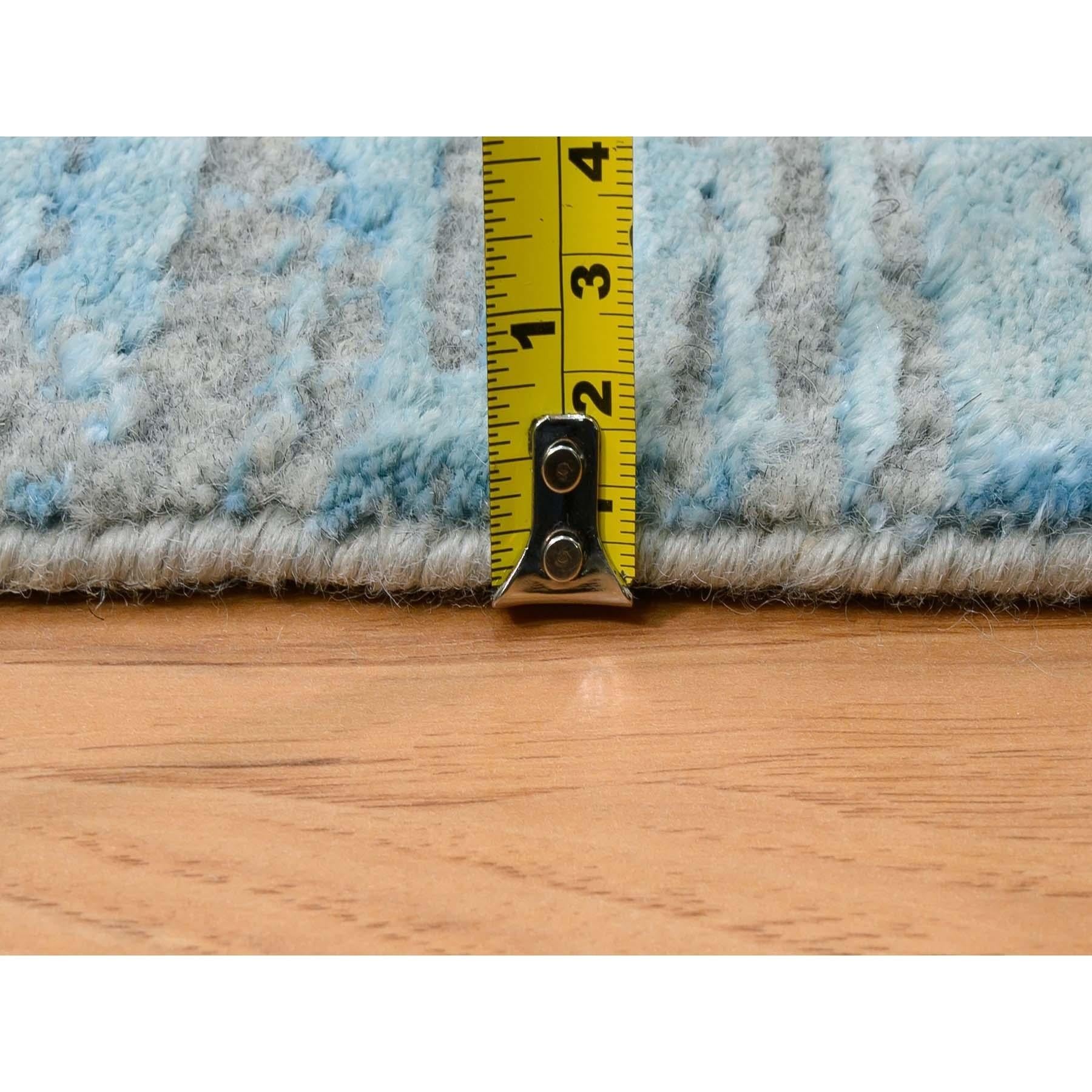 10'x14' Blauer Jacquard-Teppich aus handgewebter moderner Bio-Wolle Orientteppich im Angebot 3