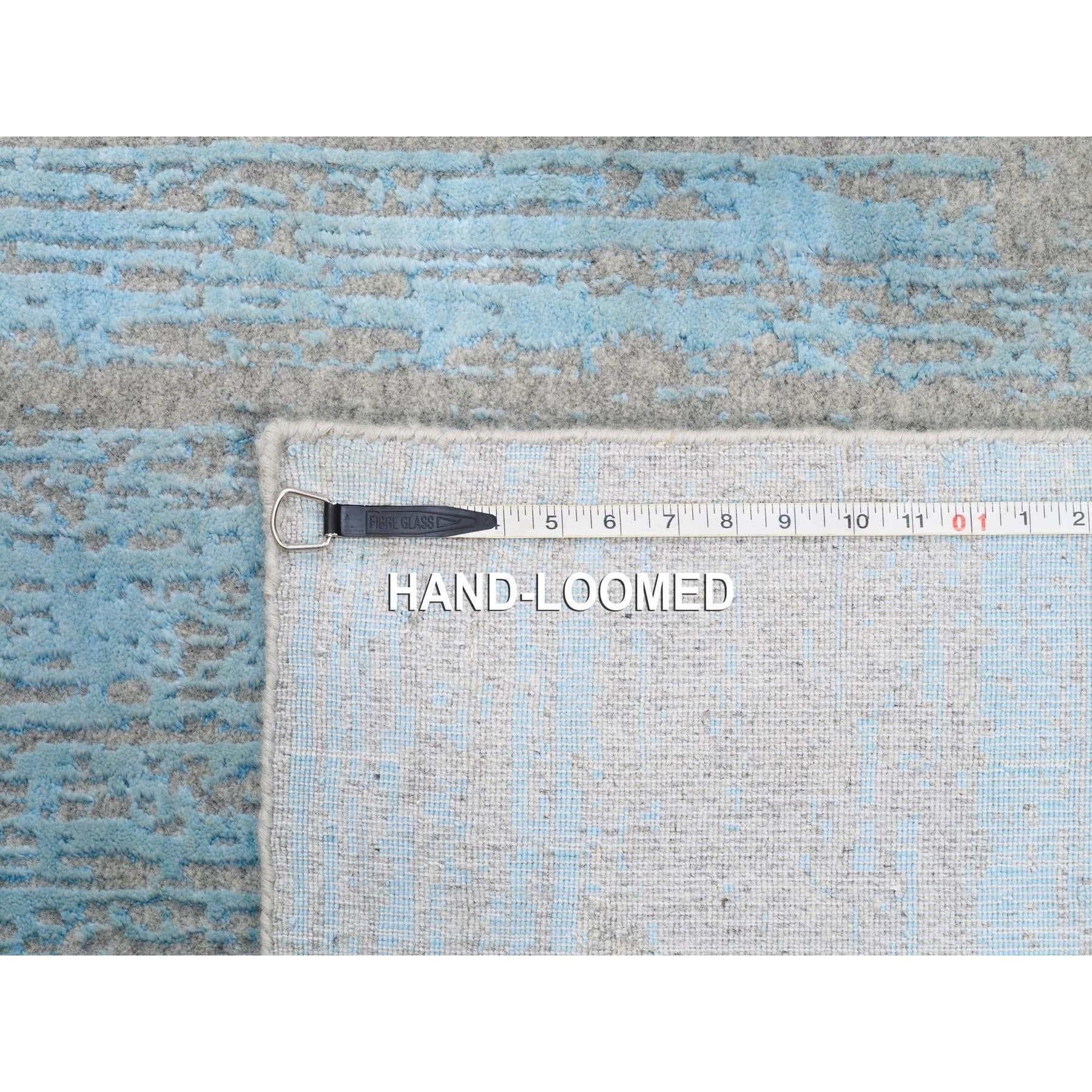 10'x14' Blauer Jacquard-Teppich aus handgewebter moderner Bio-Wolle Orientteppich im Angebot 4