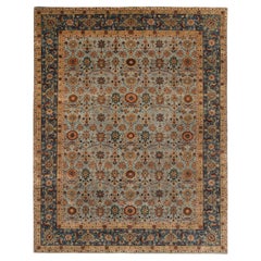 10x14 Alfombra de lana anudada a mano estilo Mina Khani persa azul ( G- 12245 )