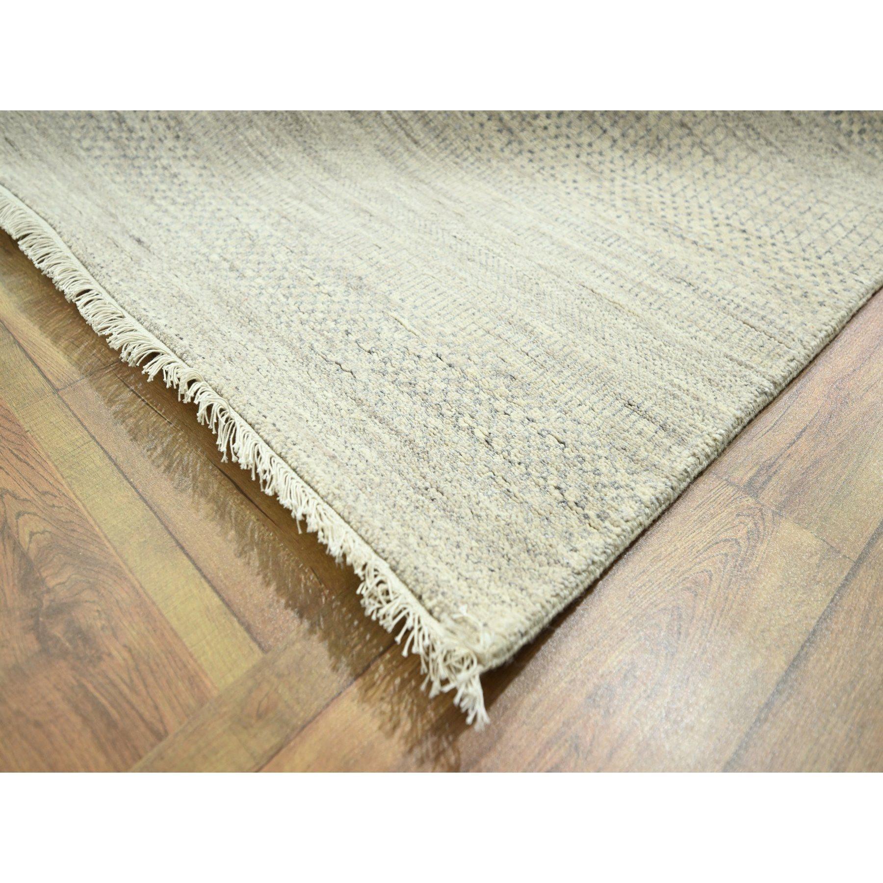 Tapis d'Orient en laine et soie 10'x14' Bone White Modern Grass Design Hand Knotsted Wool & Silk Neuf - En vente à Carlstadt, NJ