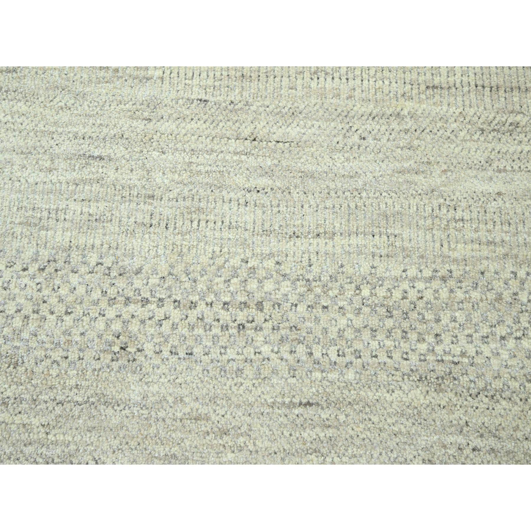 Laine Tapis d'Orient en laine et soie 10'x14' Bone White Modern Grass Design Hand Knotsted Wool & Silk en vente