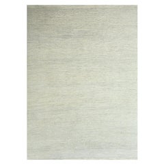 Tapis d'Orient en laine et soie 10'x14' Bone White Modern Grass Design Hand Knotsted Wool & Silk