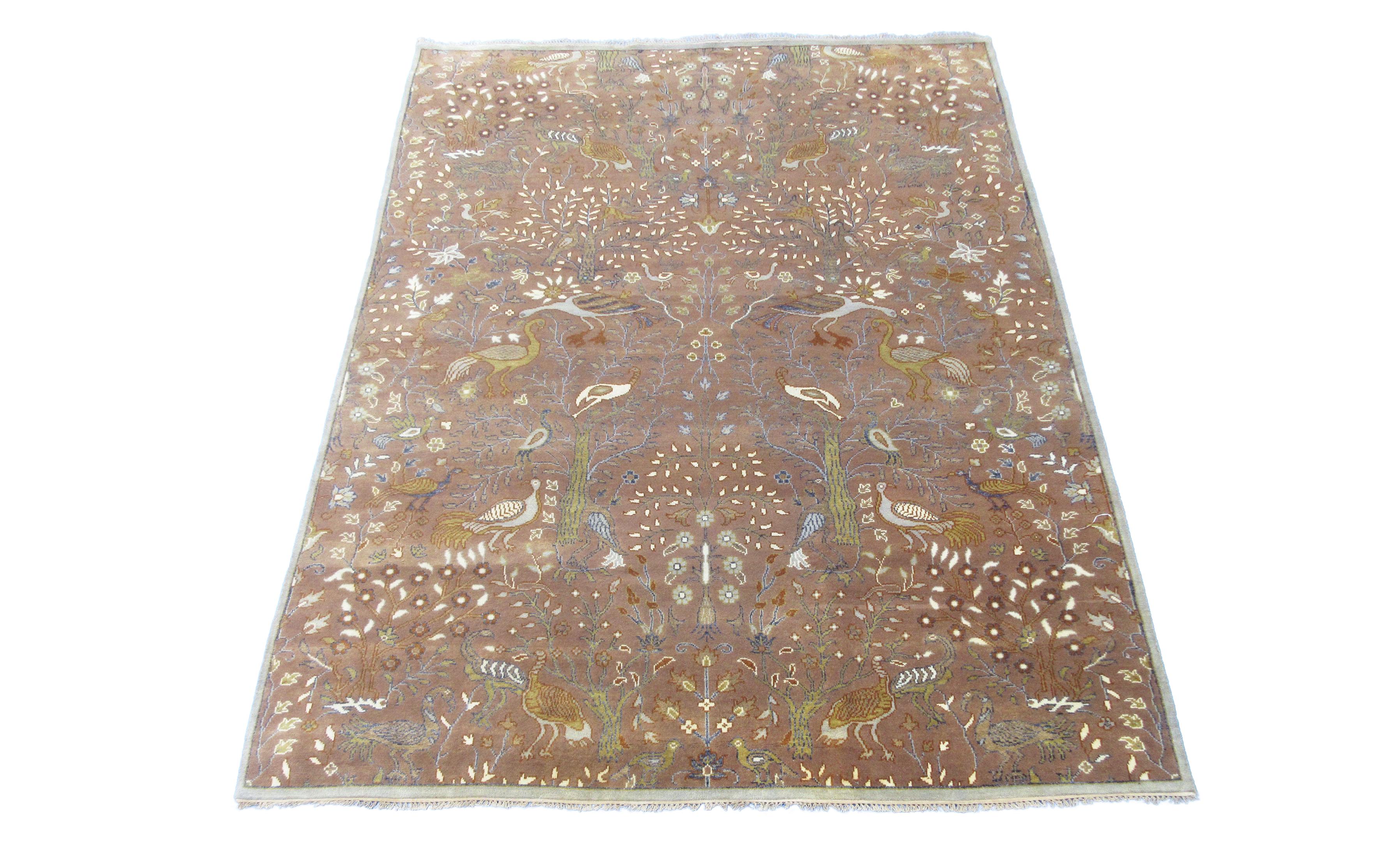 Modern Brown Birds Design Rug For Sale