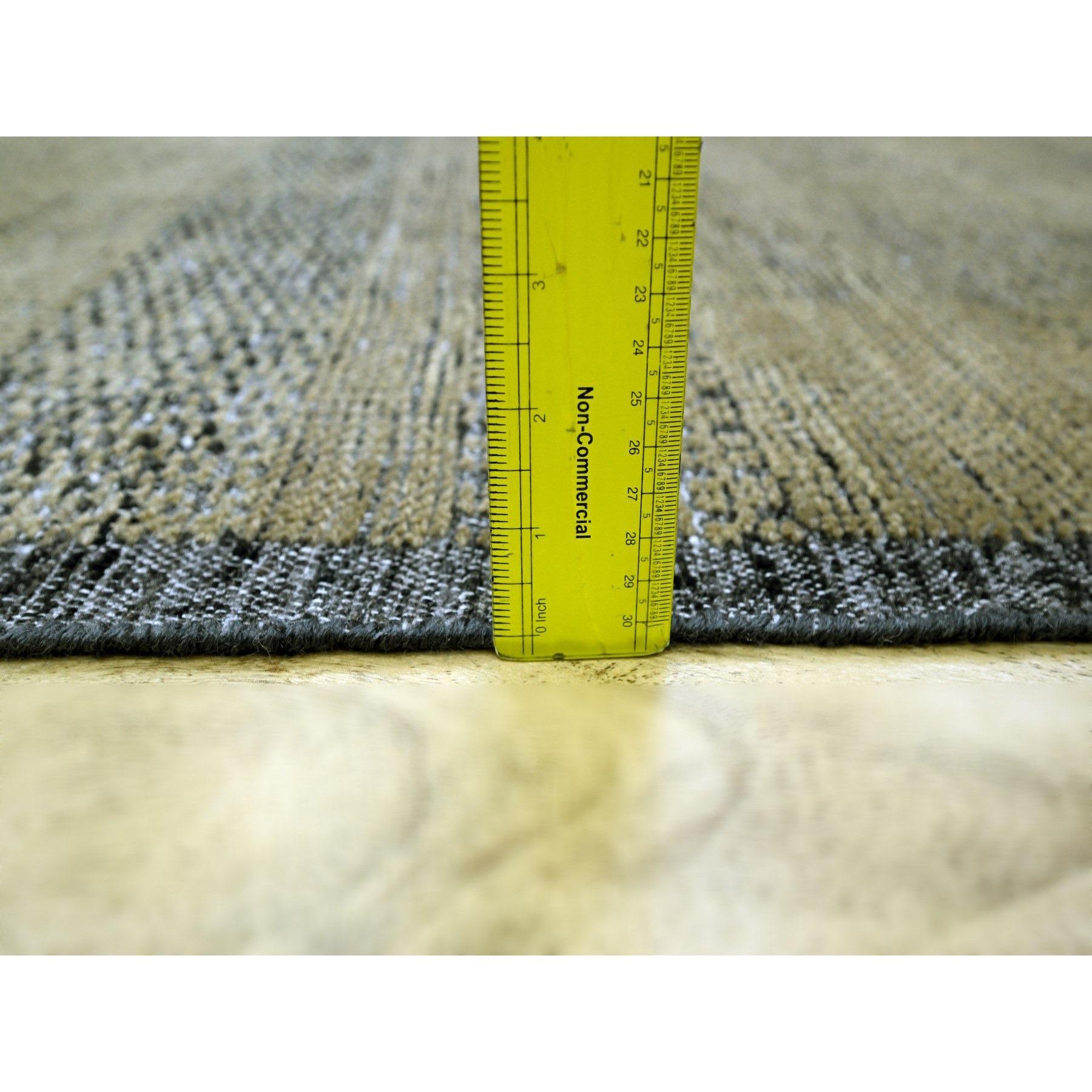 10'x14' Alfombra Oriental de Lana Anudada a Mano con Diseño de Hierba Marrón y Negra Oxidada en venta 3