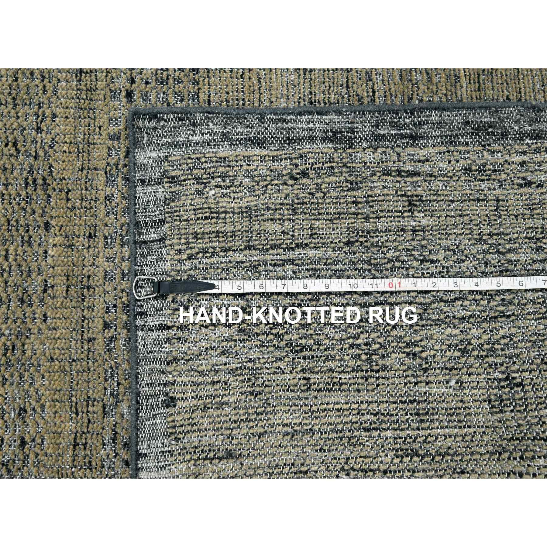 10'x14' Alfombra Oriental de Lana Anudada a Mano con Diseño de Hierba Marrón y Negra Oxidada en venta 4