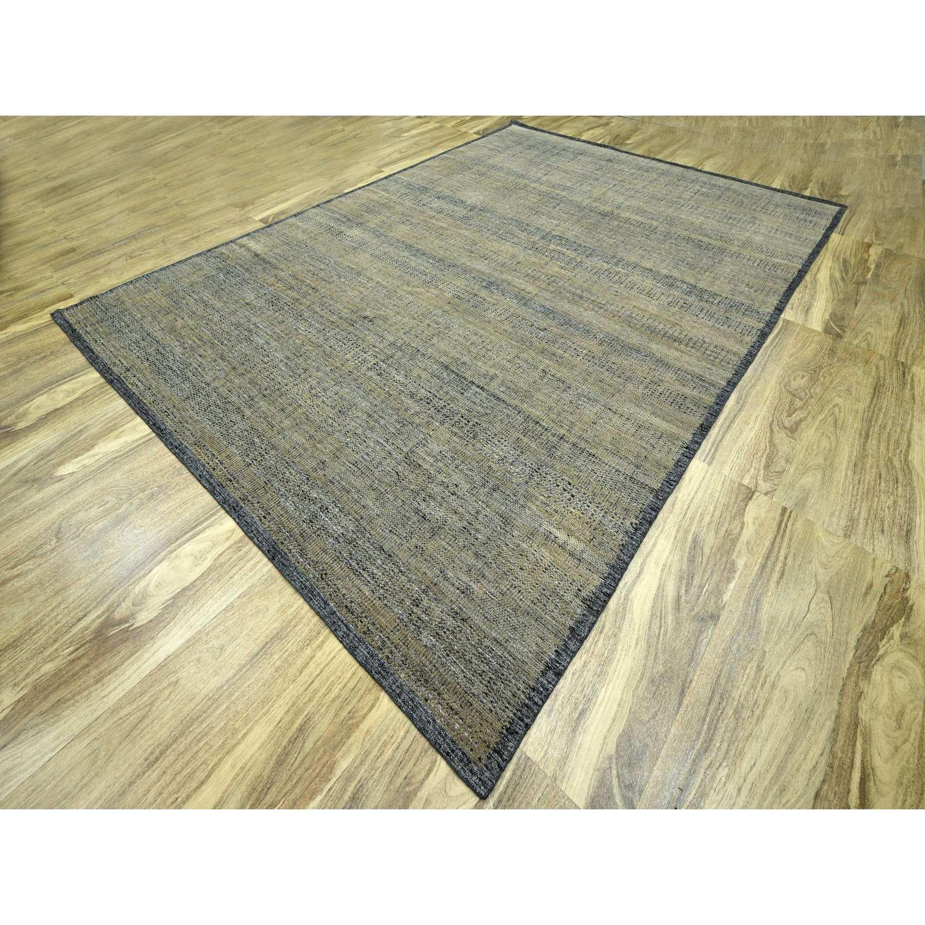10'x14' Alfombra Oriental de Lana Anudada a Mano con Diseño de Hierba Marrón y Negra Oxidada Moderno en venta