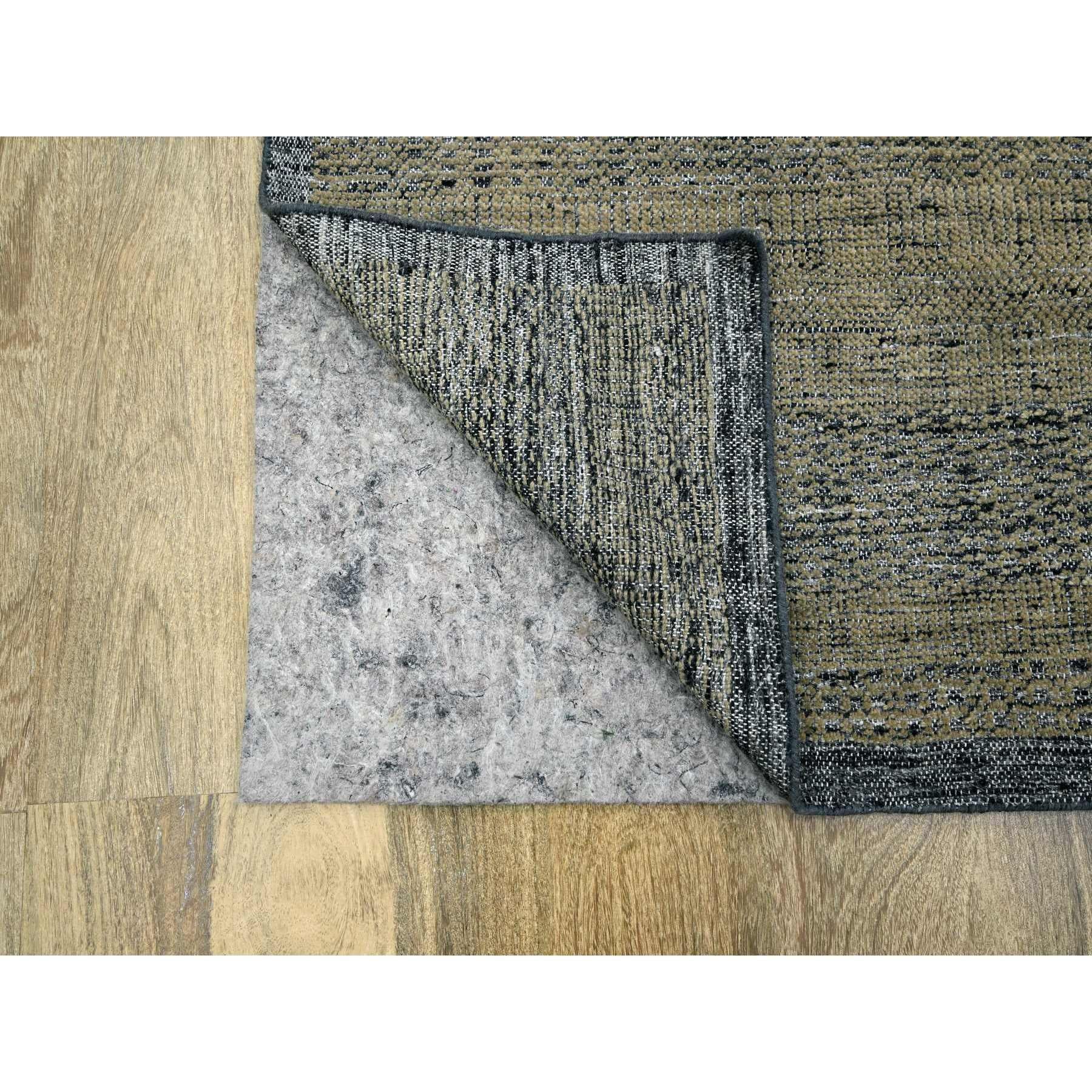 10'x14' Alfombra Oriental de Lana Anudada a Mano con Diseño de Hierba Marrón y Negra Oxidada Indio en venta