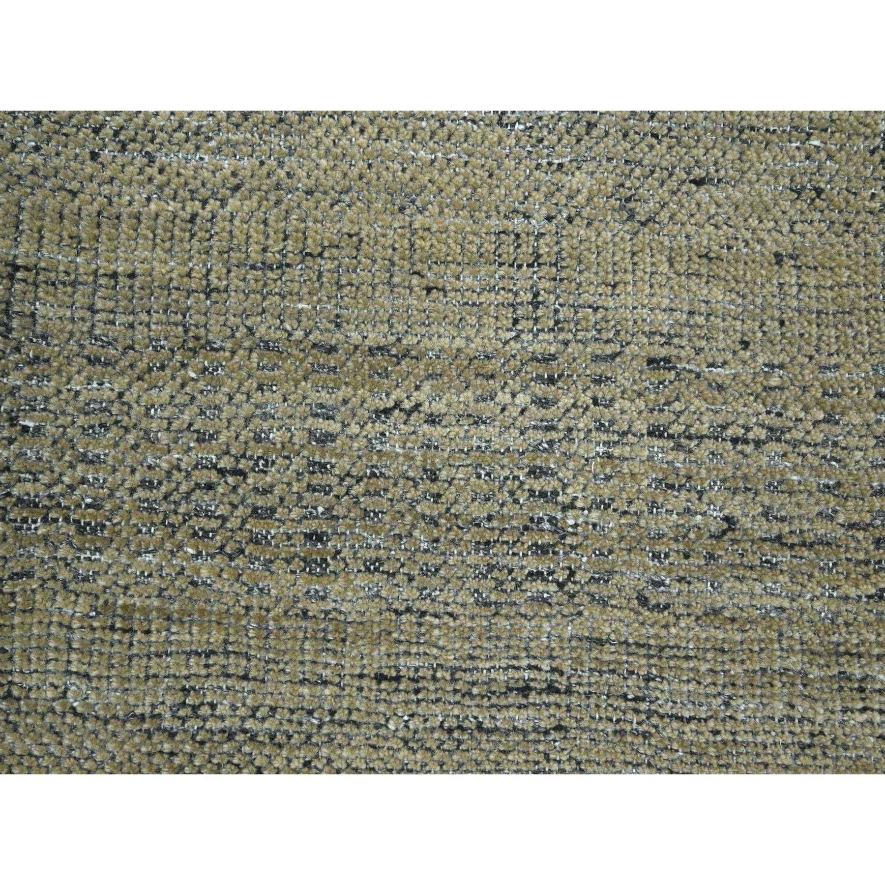 10'x14' Alfombra Oriental de Lana Anudada a Mano con Diseño de Hierba Marrón y Negra Oxidada en venta 1