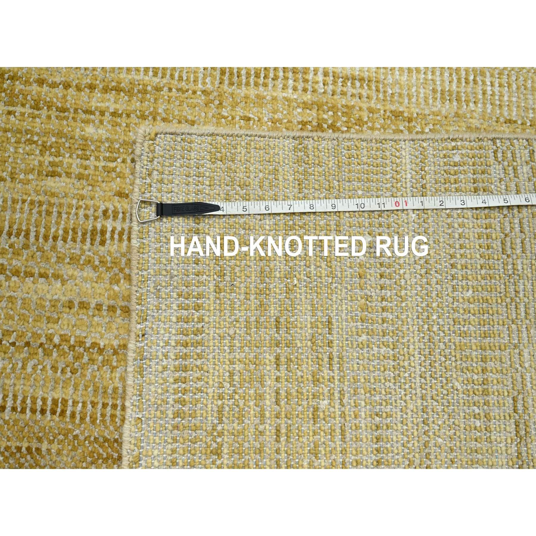 Tappeto orientale in lana e seta annodato a mano con design a erba moderno marrone 10'x14' in vendita 3