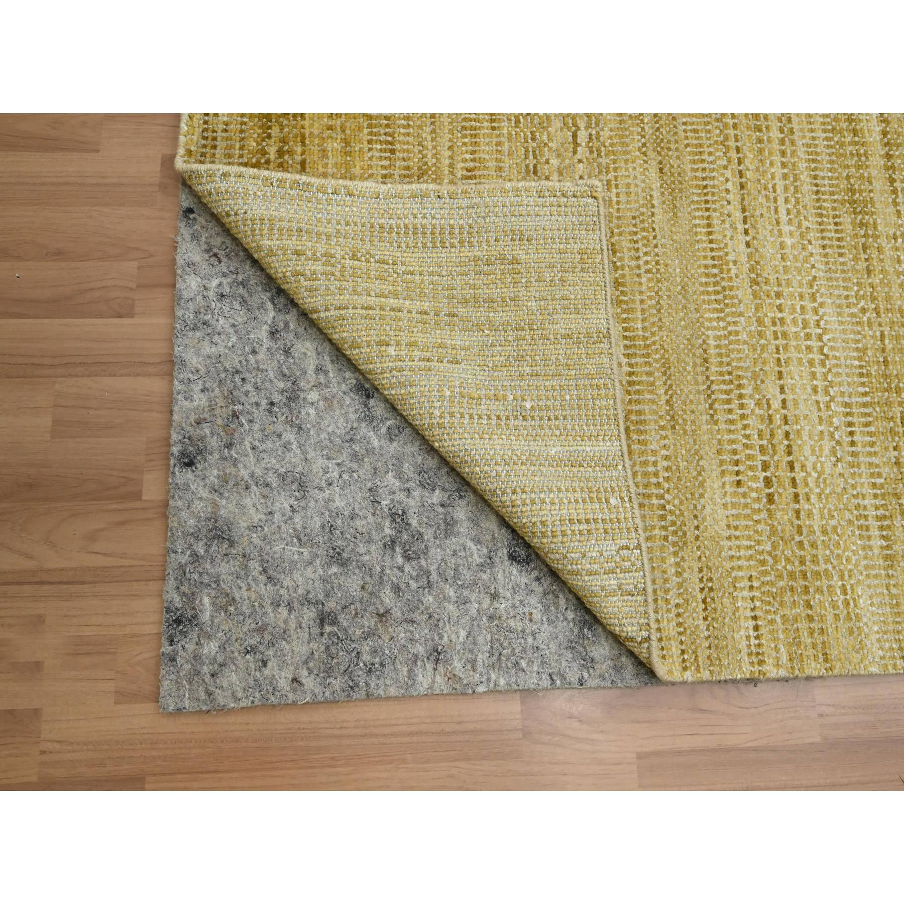Indiano Tappeto orientale in lana e seta annodato a mano con design a erba moderno marrone 10'x14' in vendita