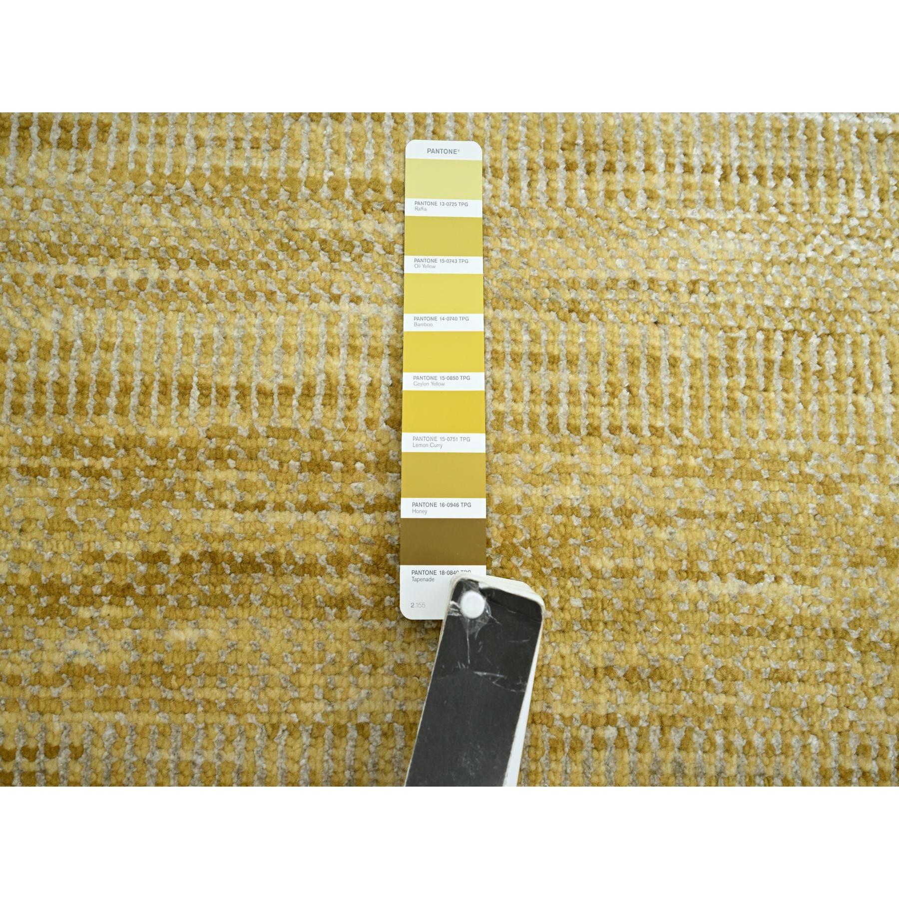 XXI secolo e contemporaneo Tappeto orientale in lana e seta annodato a mano con design a erba moderno marrone 10'x14' in vendita