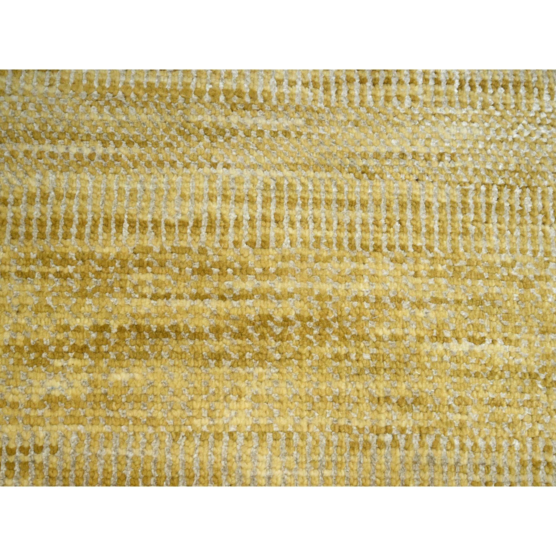 Lana Tappeto orientale in lana e seta annodato a mano con design a erba moderno marrone 10'x14' in vendita