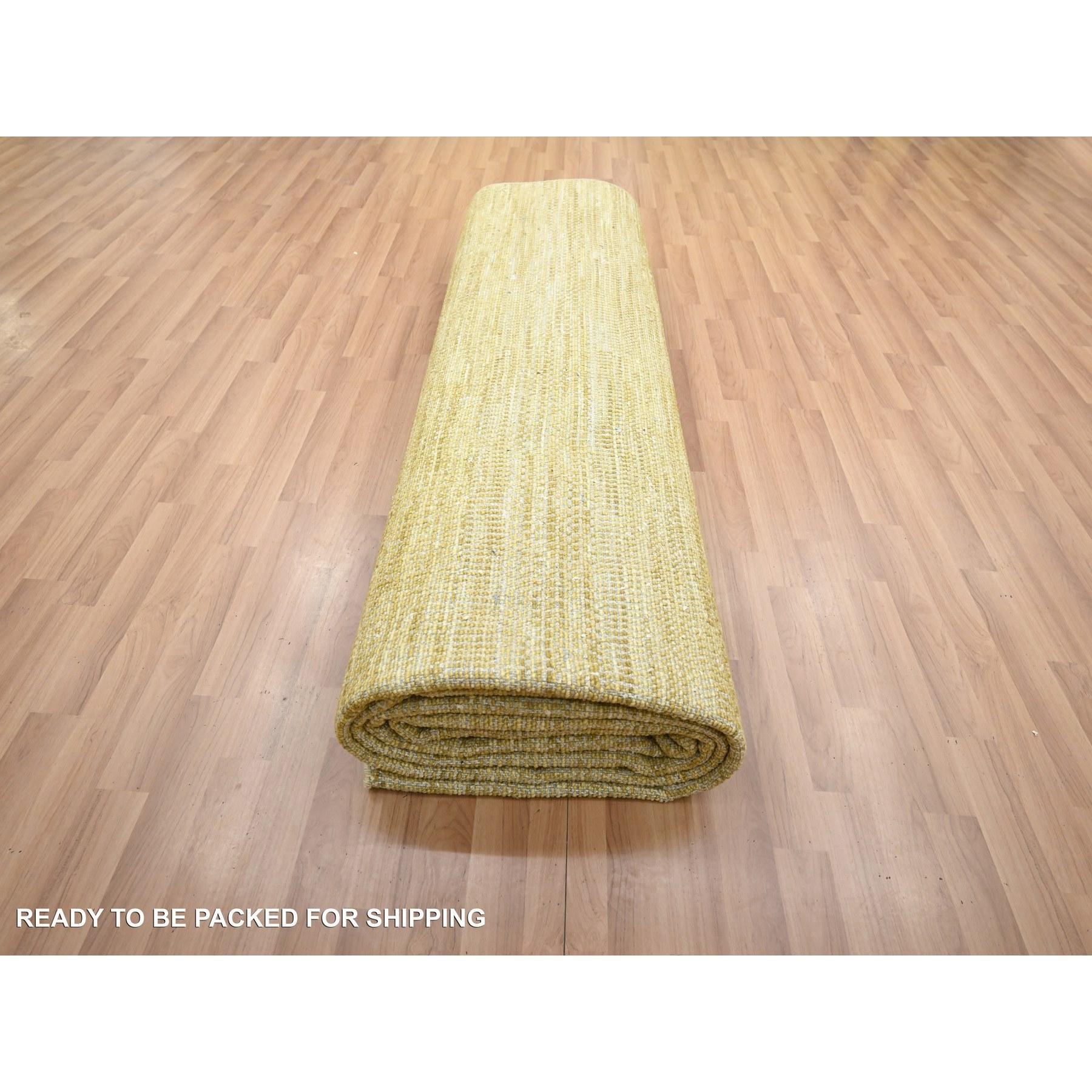 Tappeto orientale in lana e seta annodato a mano con design a erba moderno marrone 10'x14' in vendita 1