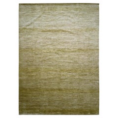 Tappeto orientale in lana e seta annodato a mano con design a erba moderno marrone 10'x14'