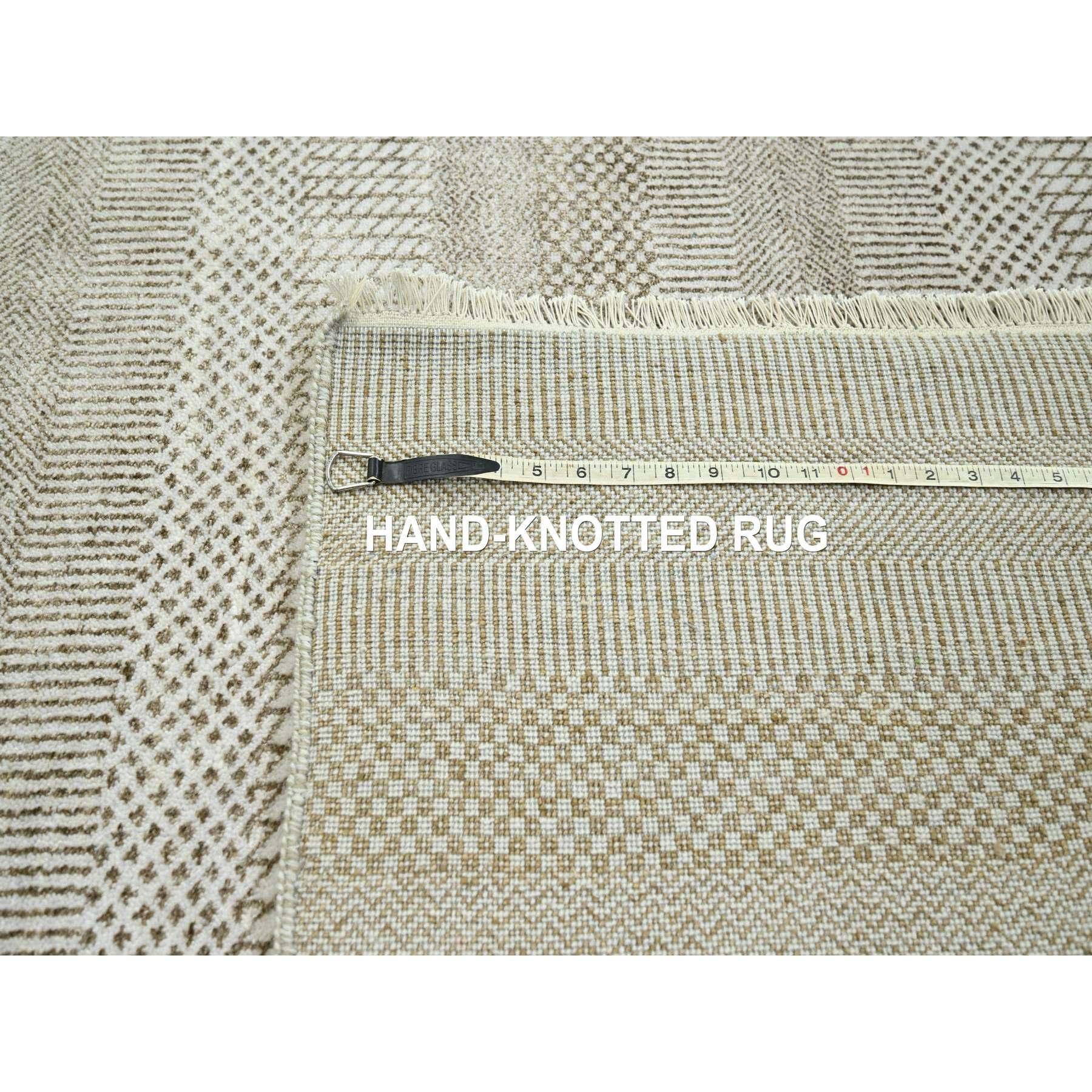 10'x14' Braun Modern Grass Design Wolle und Seide Handgeknüpft Orientteppich im Angebot 5