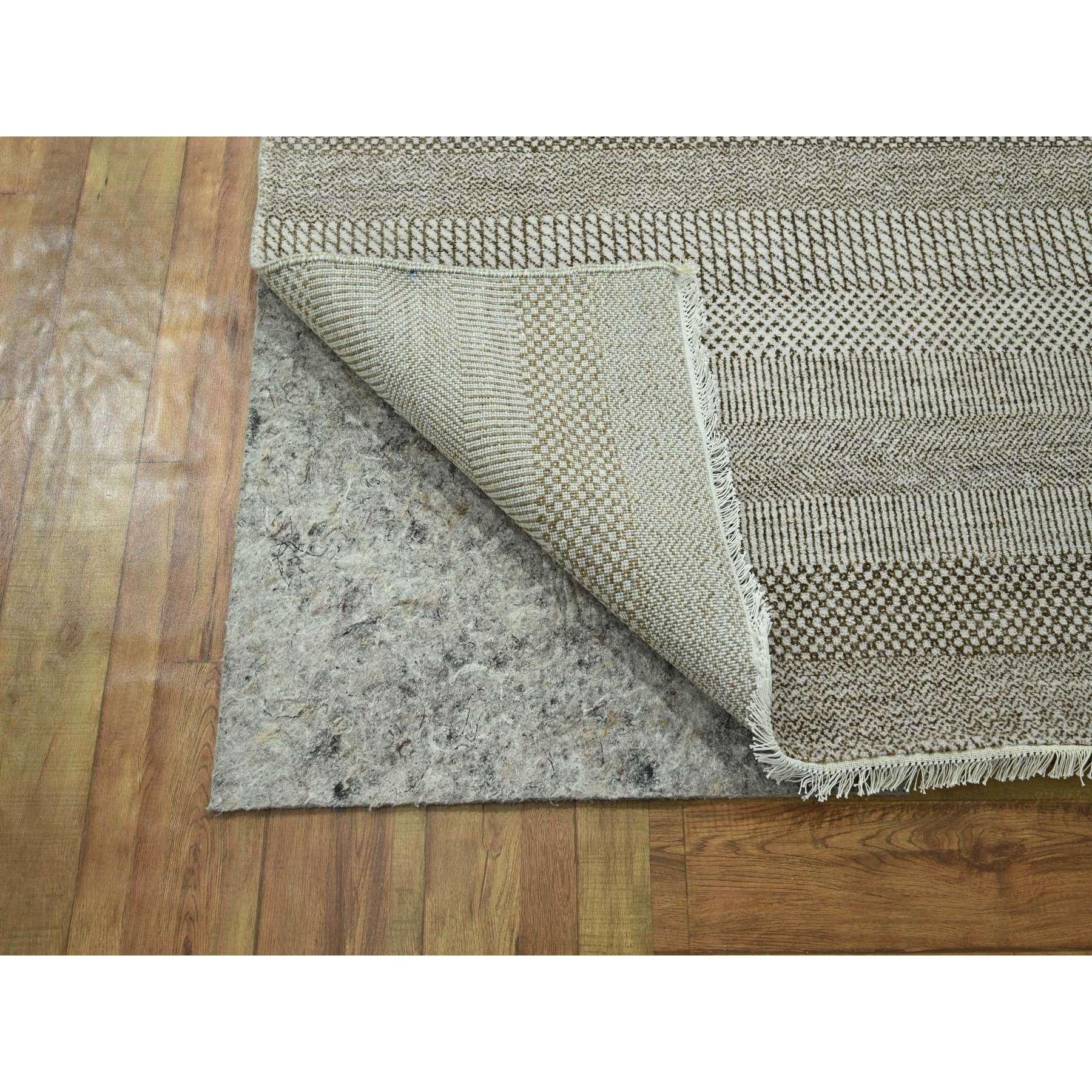 10'x14' Braun Modern Grass Design Wolle und Seide Handgeknüpft Orientteppich (Indisch) im Angebot