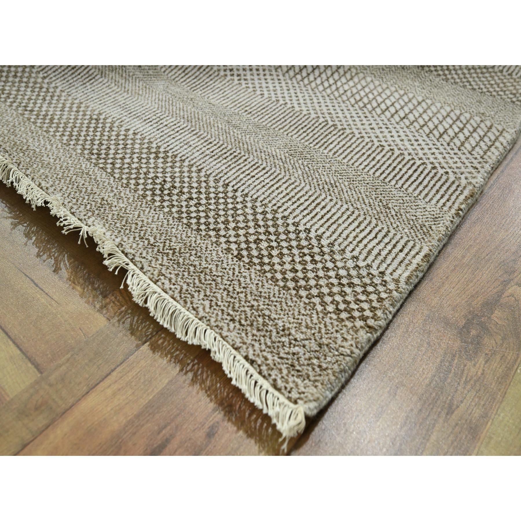 10'x14' Braun Modern Grass Design Wolle und Seide Handgeknüpft Orientteppich (21. Jahrhundert und zeitgenössisch) im Angebot